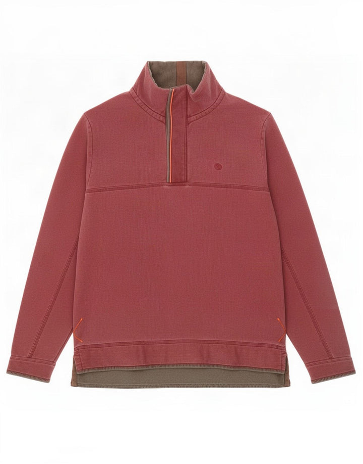 Fat Face Herre Zip Neck Sweatshirt Jumper Large Rød Bomuld