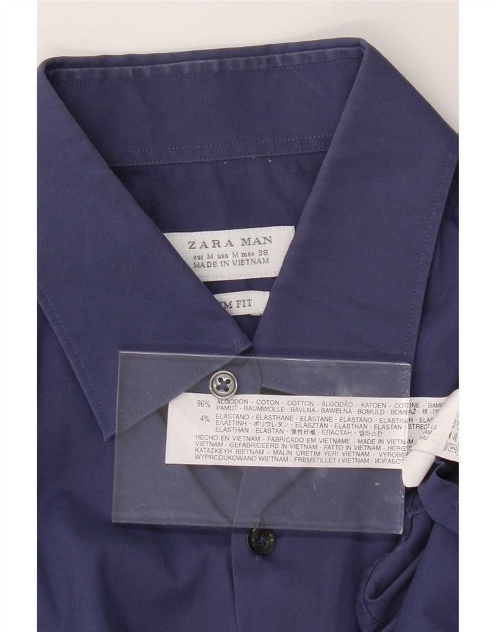 Zara Herre Slim Fit skjorte Medium Blue Bomuld