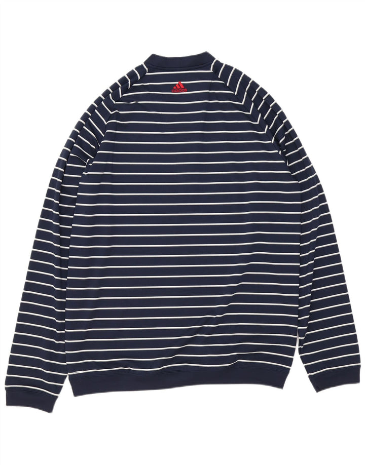 Adidas Herre Climalite Sweatshirt Jumper Large Navyblå stribet polyester
