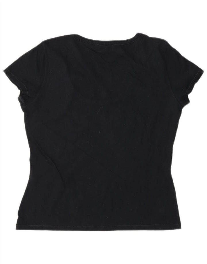 KRIZIA JEANS Grafisk T-shirt top til kvinder IT 46 Stor sort bomuld