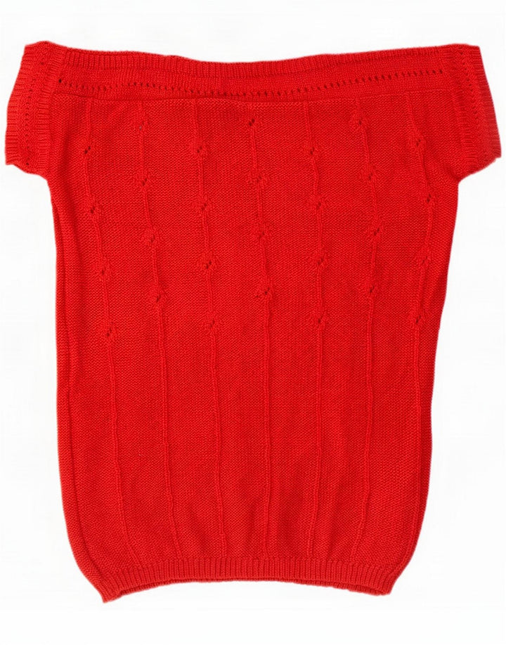 Vintage Dame Pullover Bluse Top UK 10 Small Red