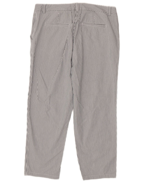 Marks & Spencer Dame Slim Cropped Trousers UK 18 XL W34 L24 Hvidstribet