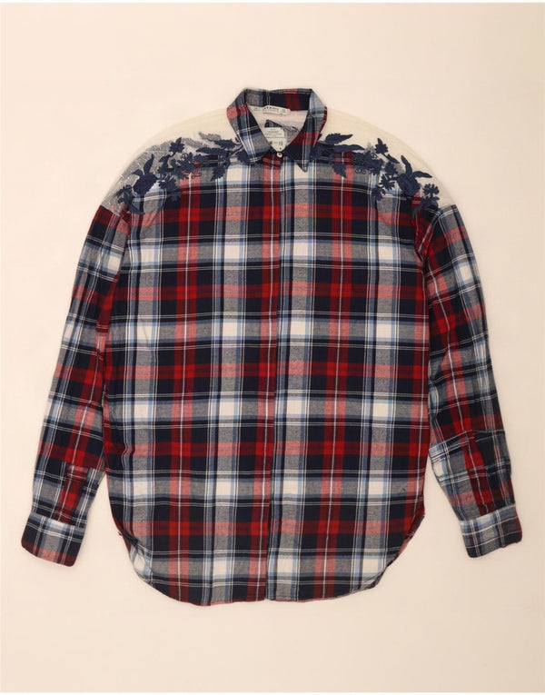 Zara Womens Flannel Shirt Dress UK 16 Large Multicoloured Check Cotton