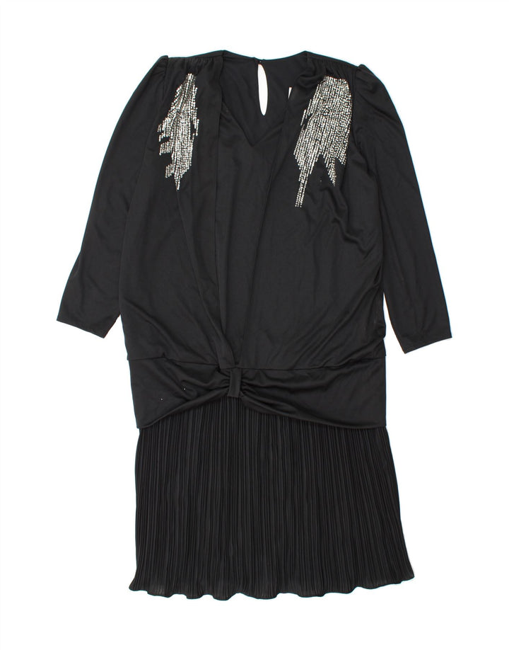 VINTAGE Womens Long Sleeve Maxi Dress UK 16/18 Large Black Polyester Vintage Vintage and Second-Hand Vintage from Messina Hembry 