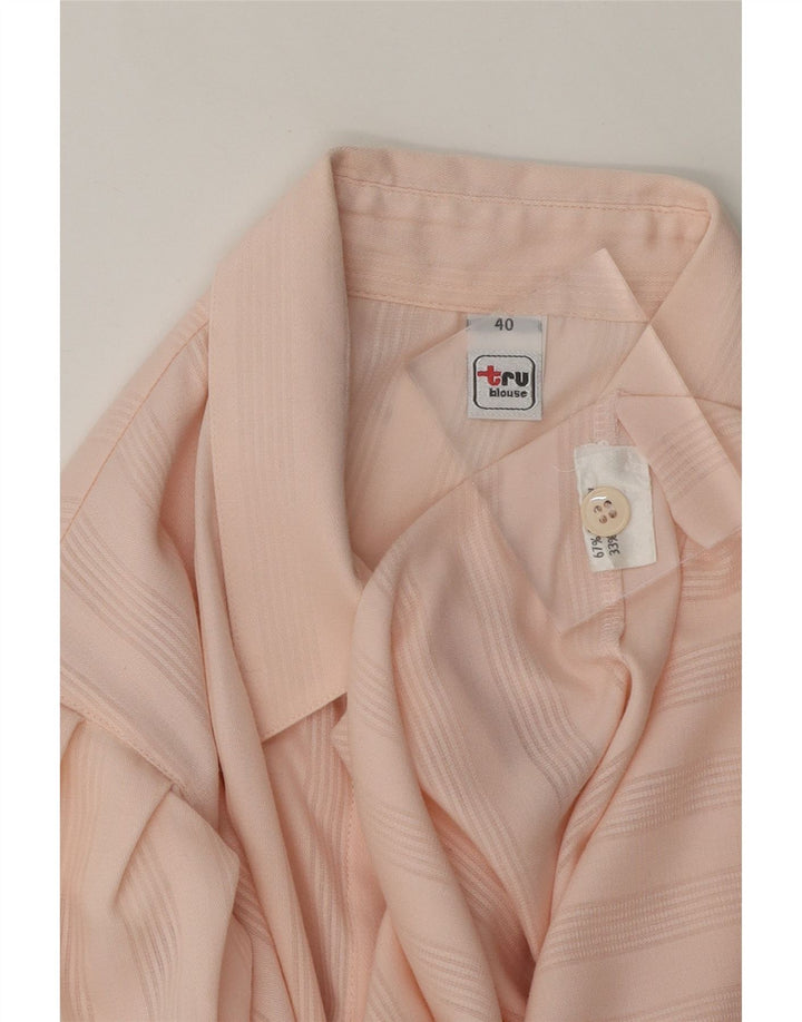 VINTAGE Womens 3/4 Sleeve Shirt Blouse EU 40 Medium Pink Striped Polyester Vintage Vintage and Second-Hand Vintage from Messina Hembry 