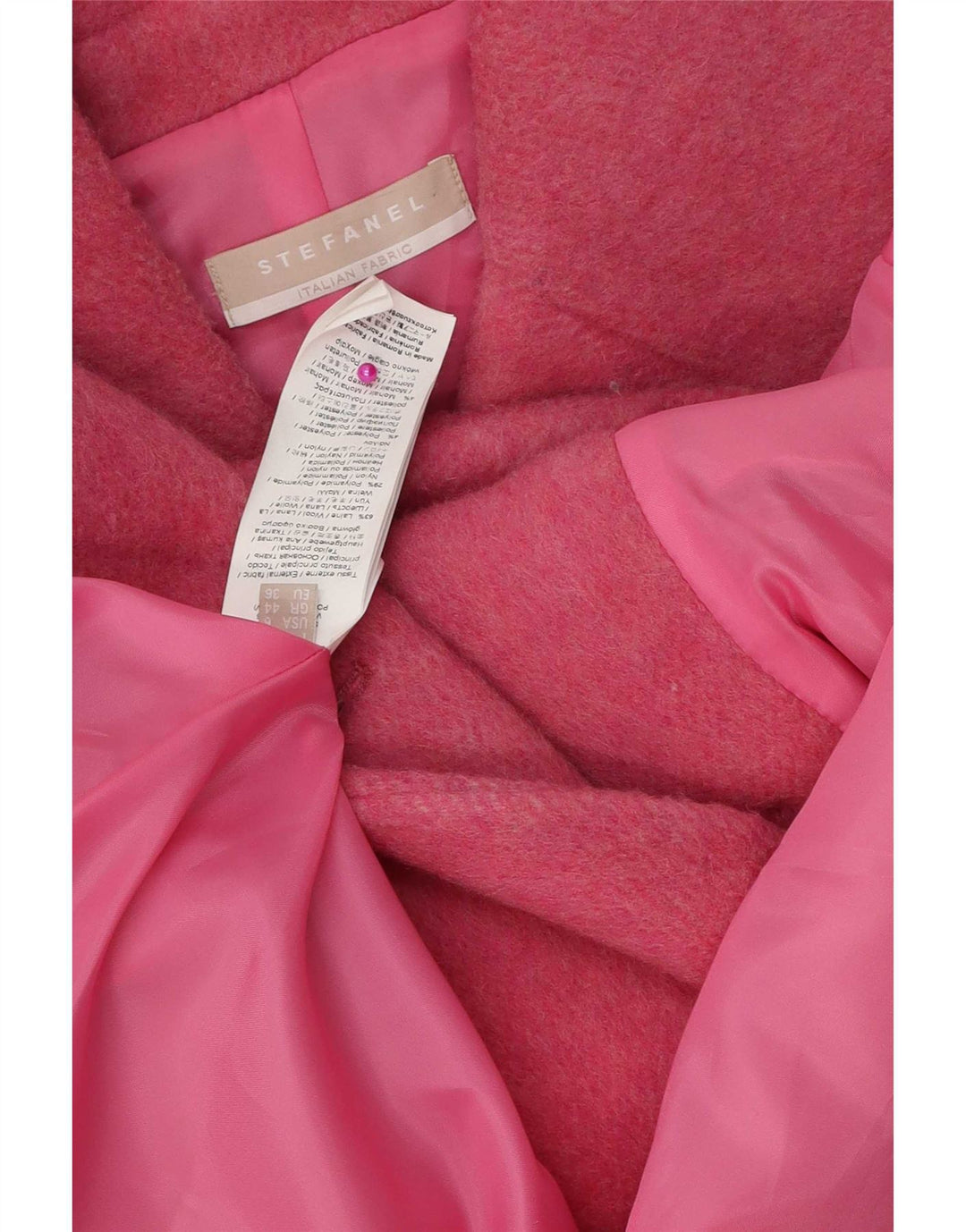 Stefanel Dame Kort 3/4-ærmet Ærtefrakke US 8 Medium Pink Uld