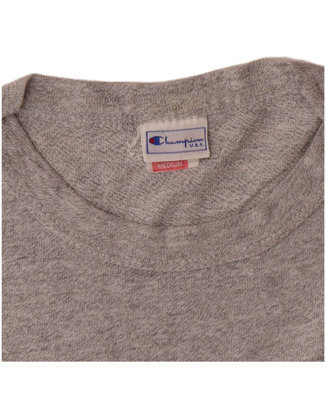 CHAMPION Herre grafisk T-shirt top mellemgrå flækket bomuld