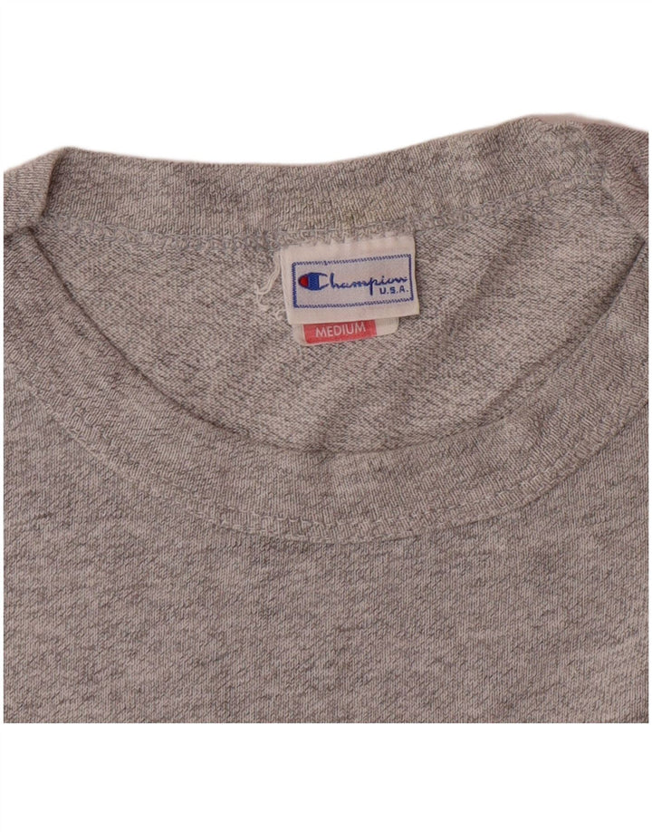 CHAMPION Herre grafisk T-shirt top mellemgrå flækket bomuld