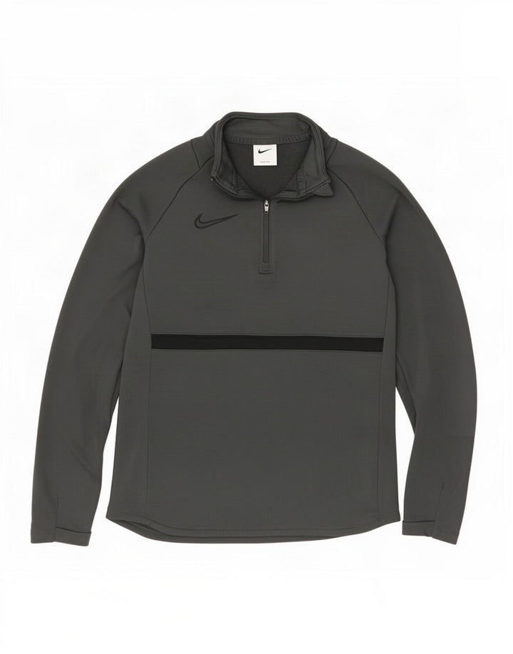 Nike Dame Dri Fit Pullover Træningsdragt Top UK 6 XS Grå Colourblock