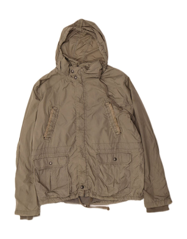 Zara Herre Hooded Windbreaker Jacket UK 44 2XL Grå Nylon