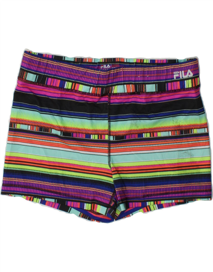 FILA Womens Sport Shorts UK 18 XL  Multicoloured Striped Polyester Vintage Fila and Second-Hand Fila from Messina Hembry 