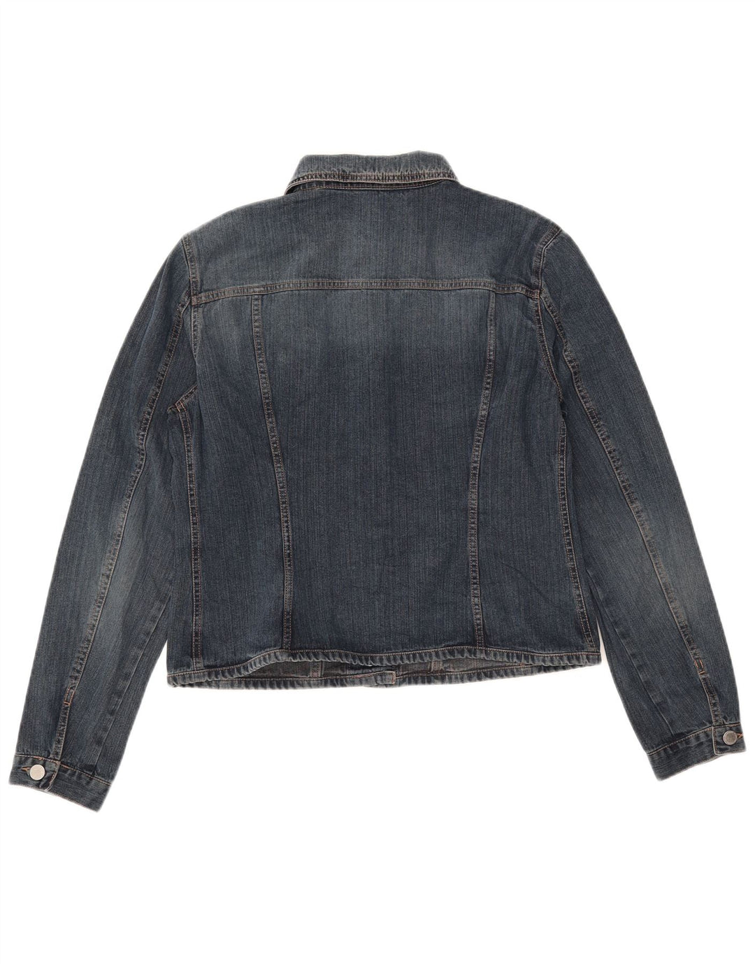 BENETTON Dame Crop Denim Jacket UK 16 Stor Blå Bomuld