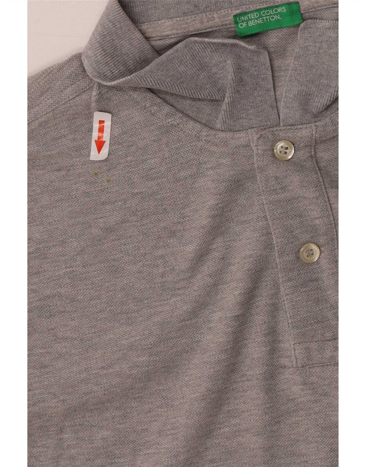 Benetton Herre Polo Shirt Stor Grå Bomuld
