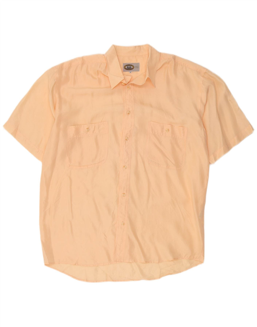 Vintage Kortærmet Herreskjorte Medium Orange Silke