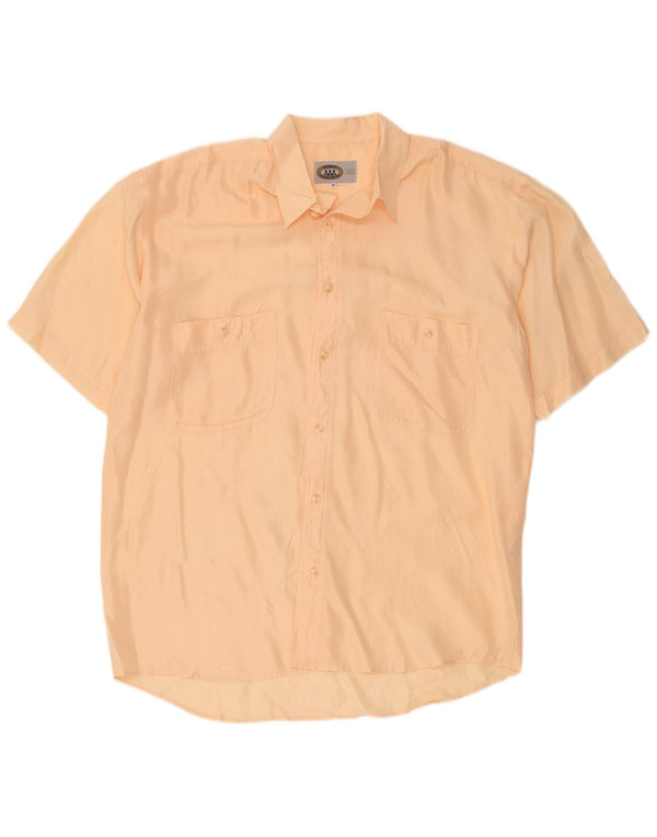Vintage Kortærmet Herreskjorte Medium Orange Silke