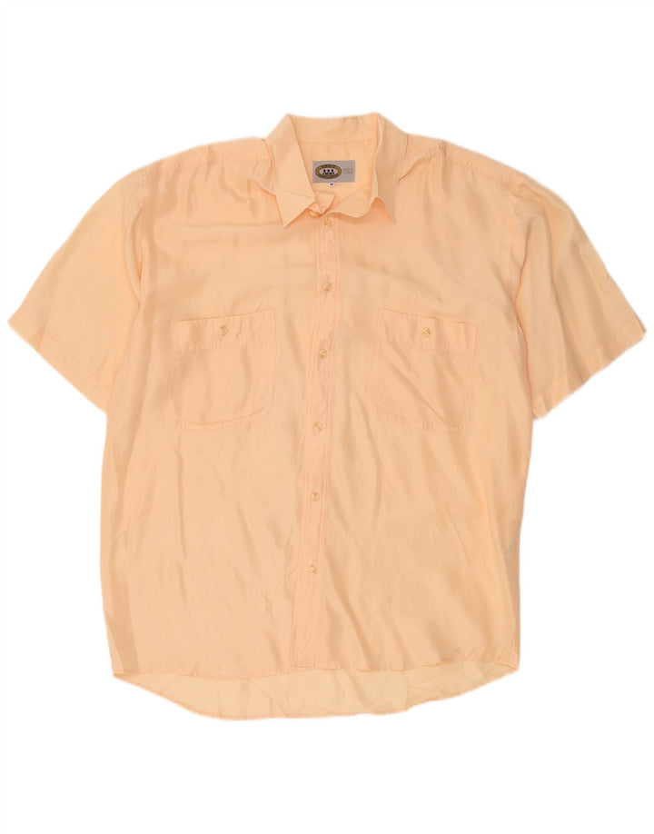 Vintage Kortærmet Herreskjorte Medium Orange Silke