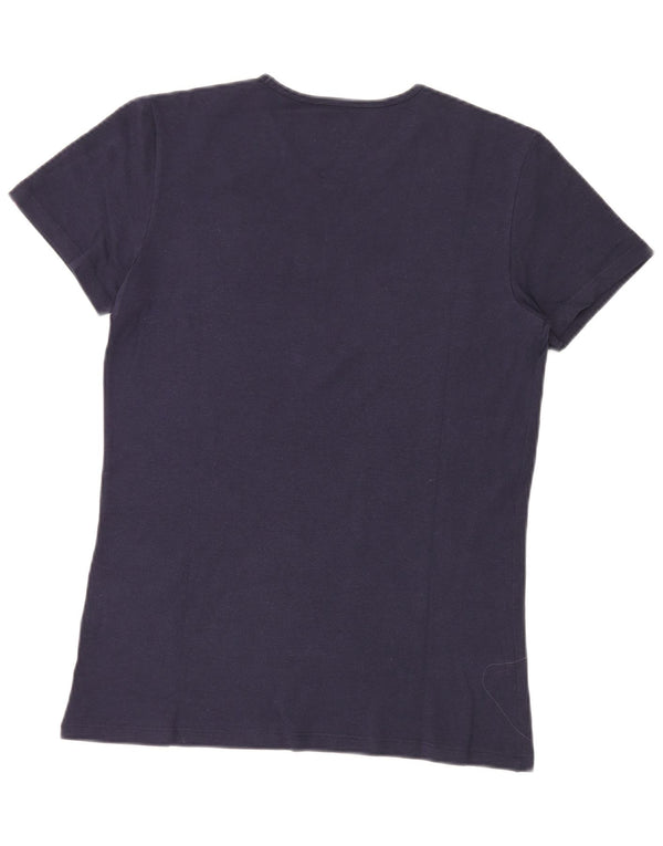 Fila Womens T-Shirt Top UK 14 Large Navy Blue Colourblock Cotton