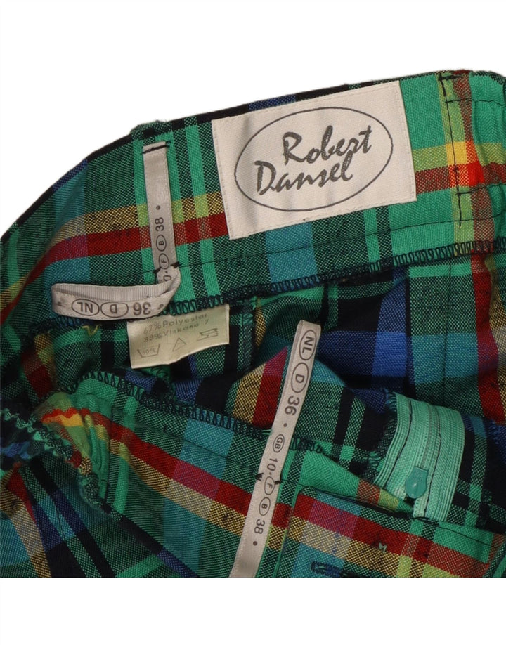 VINTAGE højtaljede Bermuda-shorts til kvinder UK 10 Small W24 Green Check