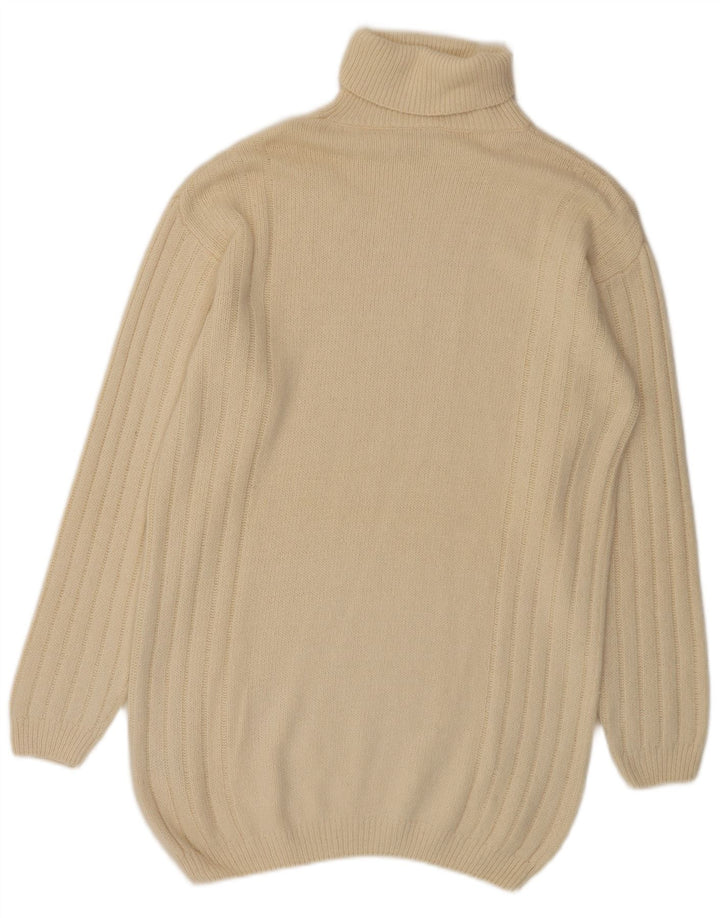 Vintage kvinders langærmede oversized jumperkjole EU 38 Medium Off White