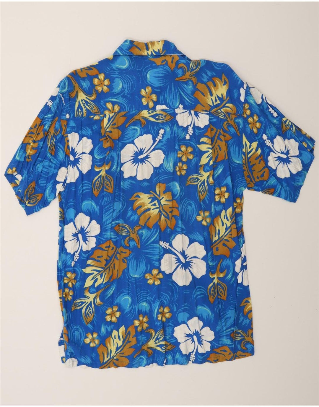 VINTAGE Hawaiiansk kortærmet skjorte til mænd XL Blue Floral