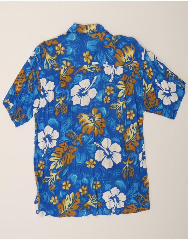 VINTAGE Hawaiiansk kortærmet skjorte til mænd XL Blue Floral