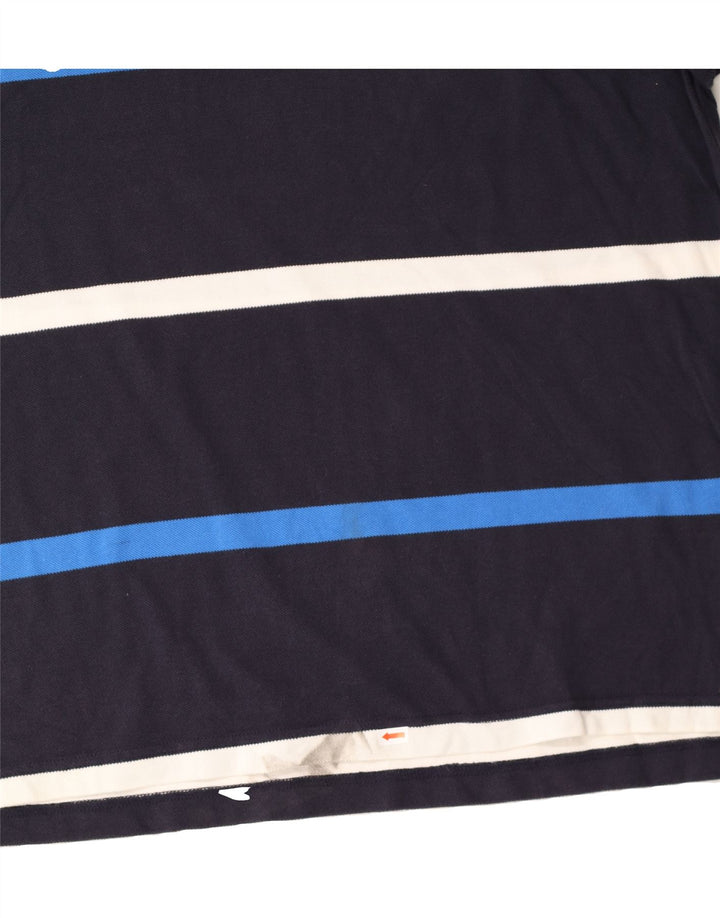 IZOD Mens Polo Shirt Large Navy Blue Striped Cotton Vintage Izod and Second-Hand Izod from Messina Hembry 