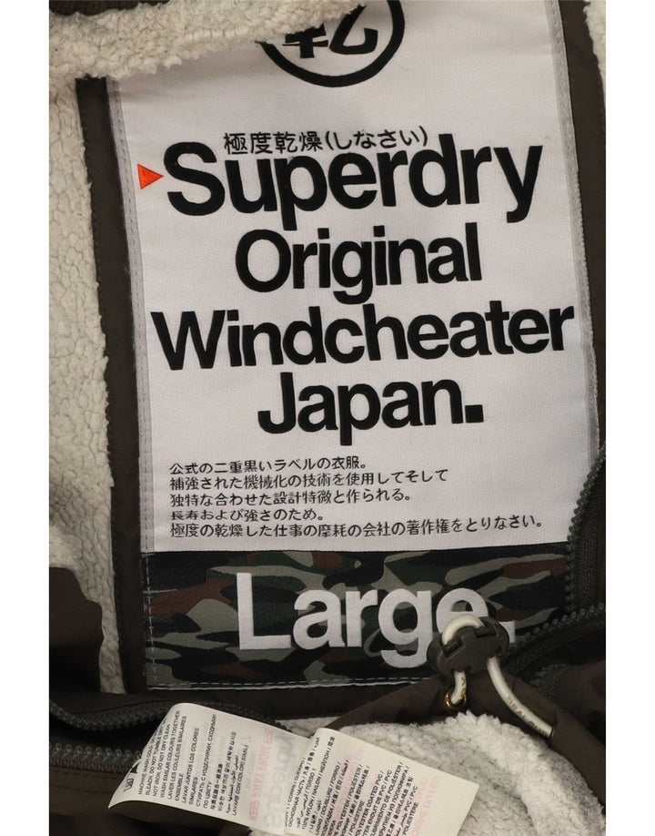 Superdry Windcheater hættejakke til mænd UK 40 Stor Khaki