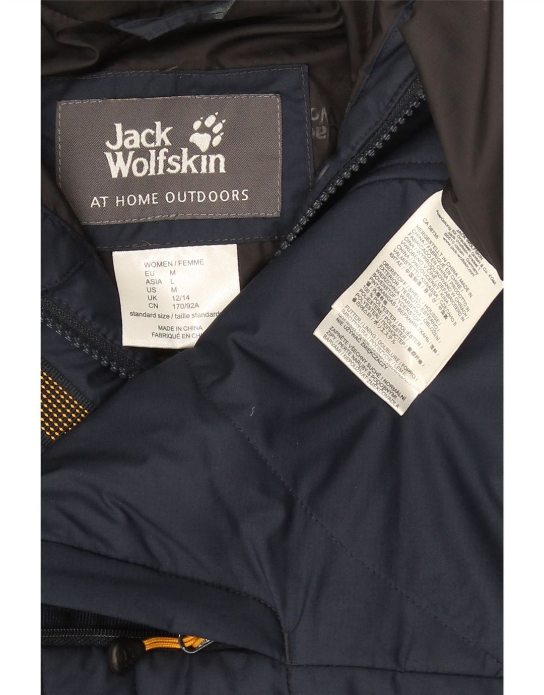 Jack Wolfskin Herre Hooded Polstret Frakke UK 12/14 Medium Navy Blue Polyester