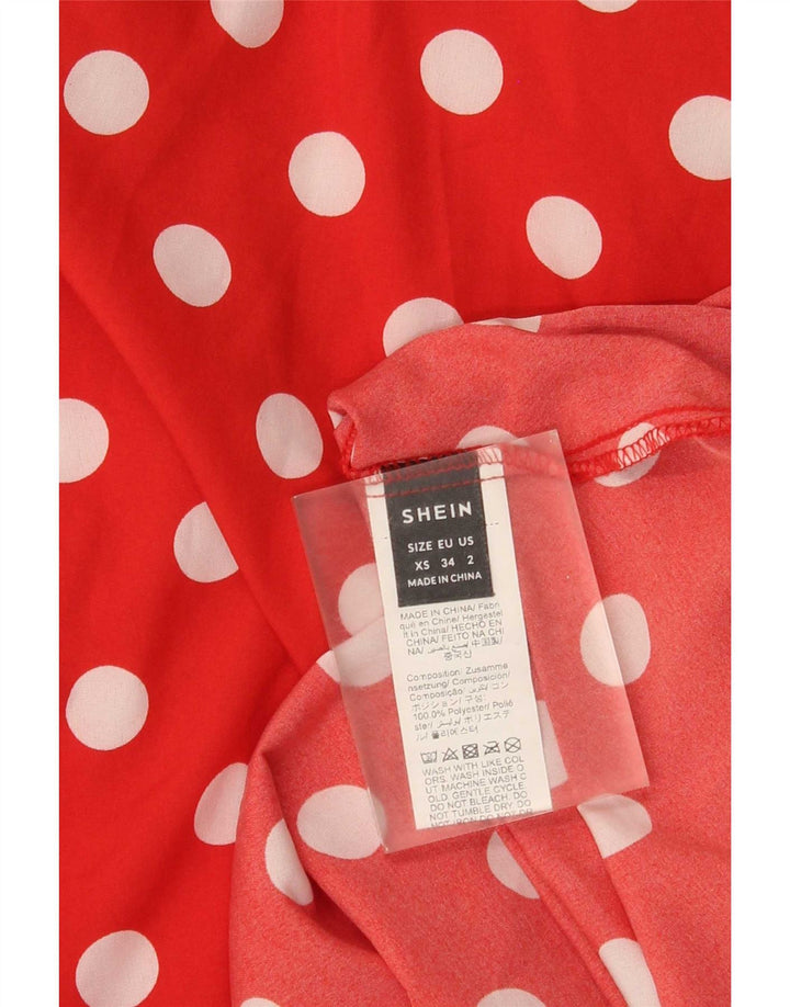 Shein Womens Flared Skirt XS W24 Rød Polka Dot Polyester