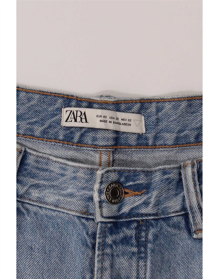 Zara Herre Distressed Cropped Jeans EU 42 Large W32 L25 Blue Cotton