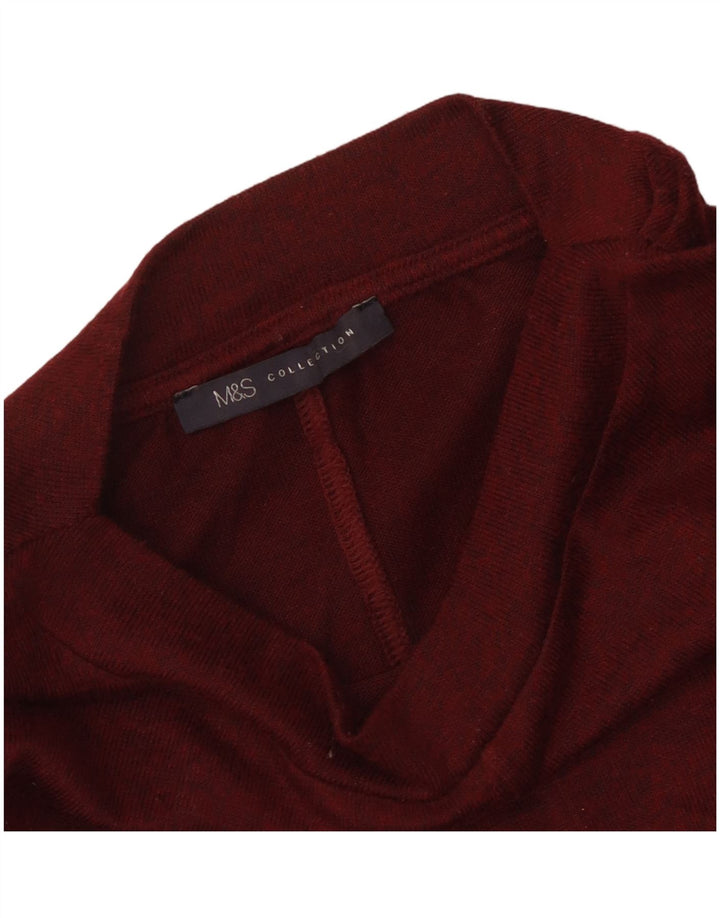 MARKS & SPENCER Dame 3/4-ærmet blusetop UK 12 Medium Burgundy Flecked