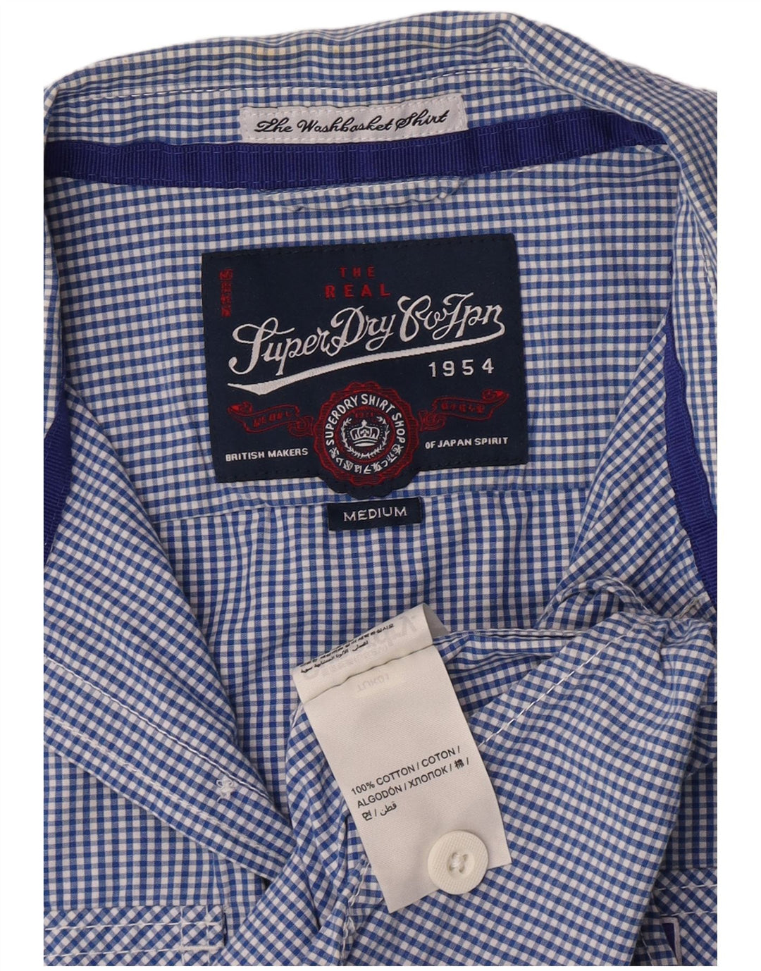 Superdry Kortærmet Herreskjorte Medium Blue Gingham Cotton