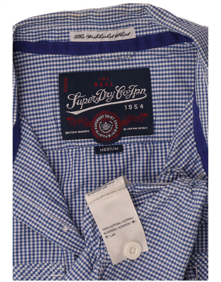 Superdry Kortærmet Herreskjorte Medium Blue Gingham Cotton