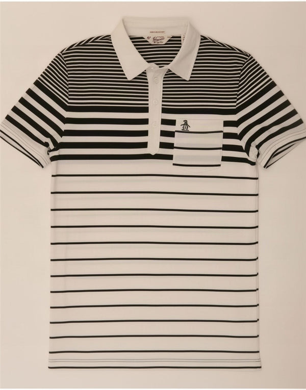 Penguin Heritage Heritage Slim Fit Polo Shirt Medium Hvid Stribet Bomuld