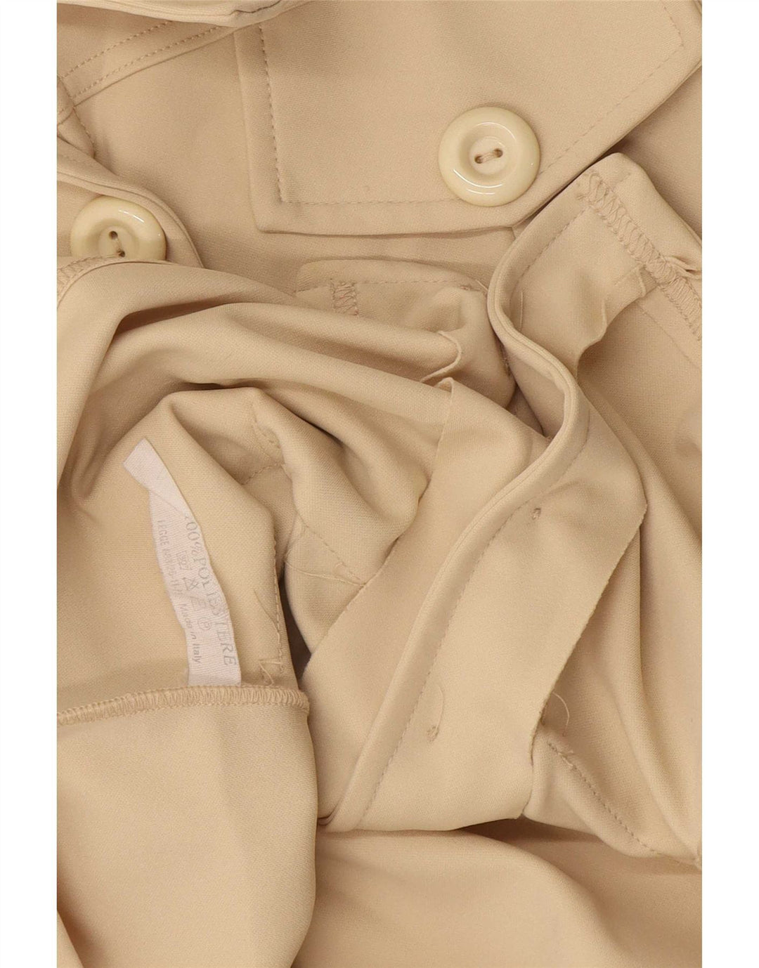 Vintage Dame 6-knaps blazerjakke UK 12 Medium Beige Polyester