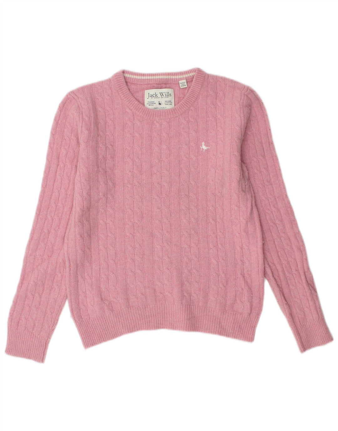Jack Wills Dame Crew Neck Jumper Sweater UK 10 Small Pink
