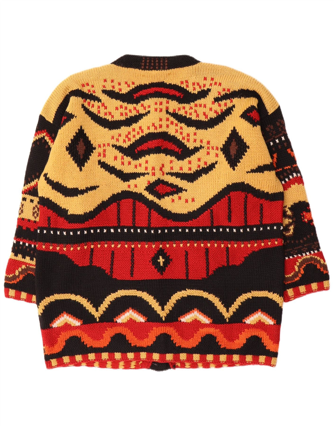 S.MORITZ Dame Cardigan Sweater UK 16 Stor Flerfarvet Geometrisk