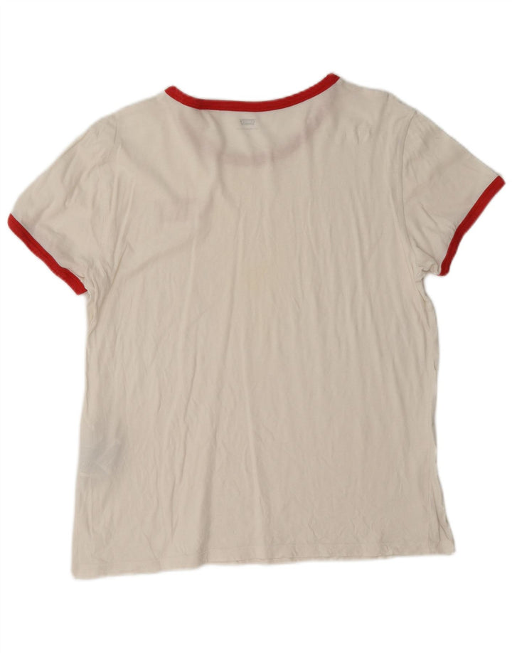 Levi's Dame T-Shirt Top UK 16 Stor Hvid Bomuld