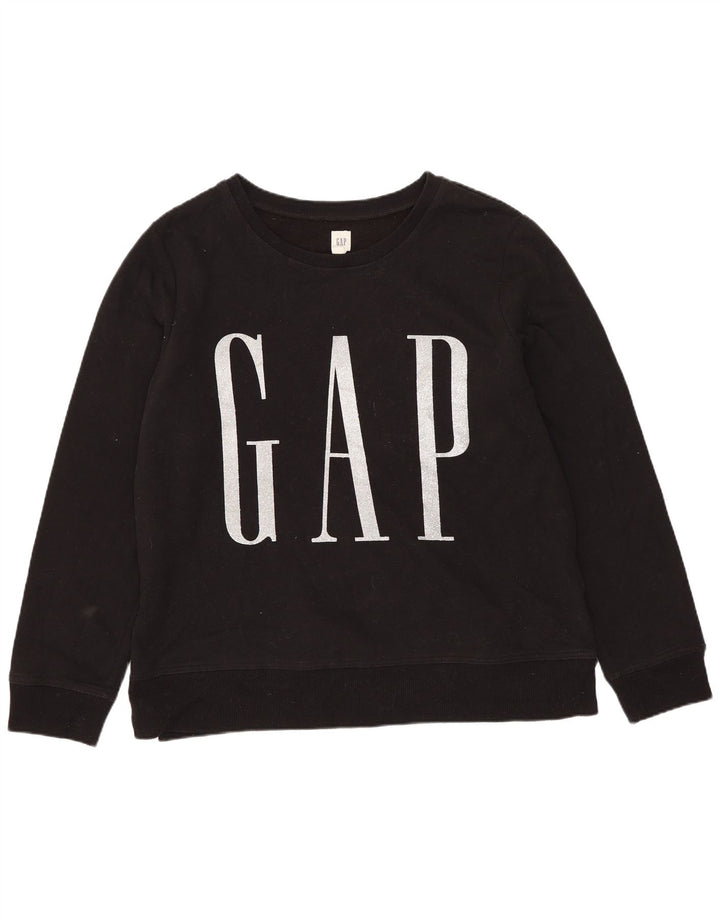 GAP grafisk sweatshirt til kvinder UK 16 Stor sort bomuld