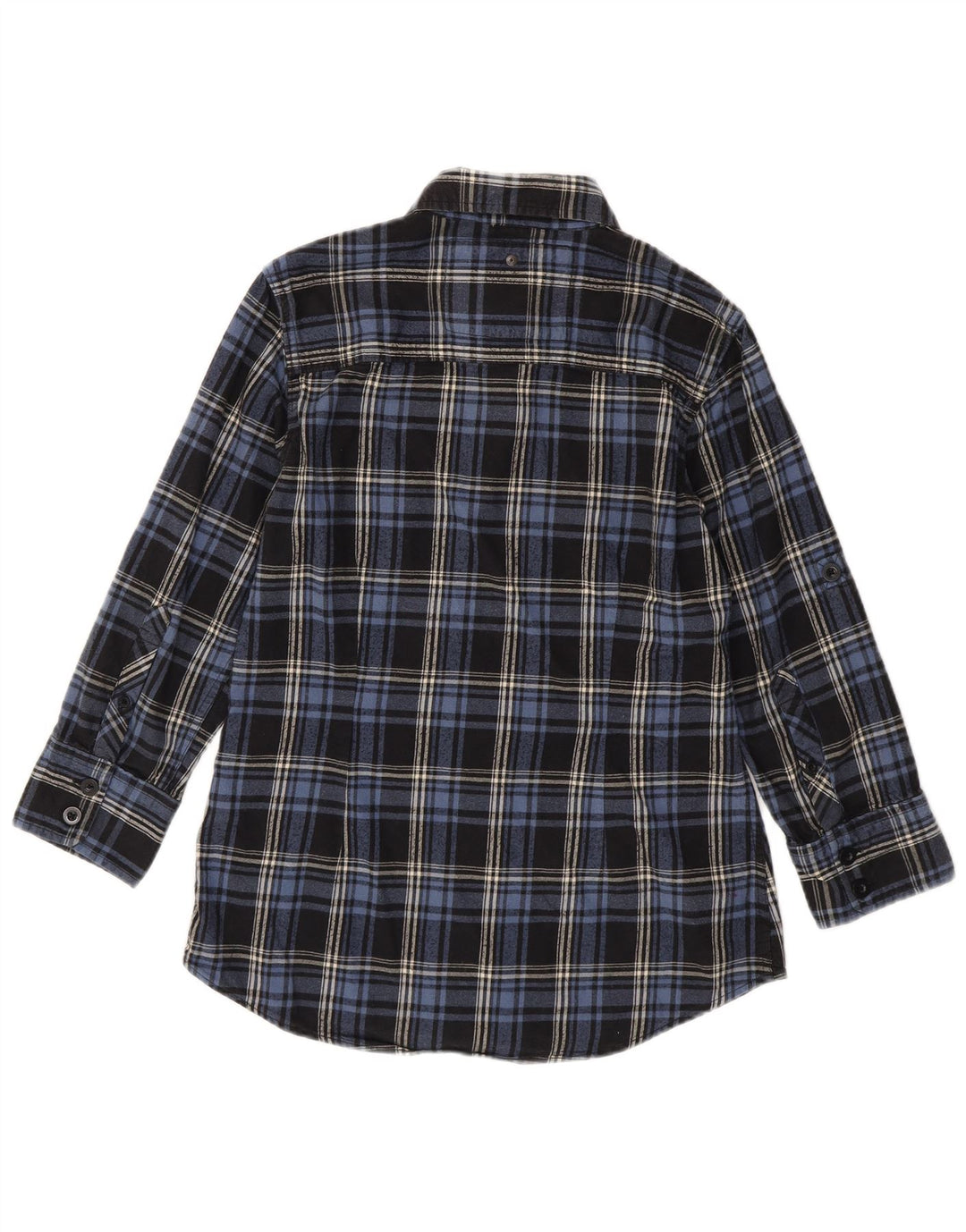 SUPERDRY Dame 3/4-ærmet flannelskjorte UK 14 Medium Navyblå Ternet