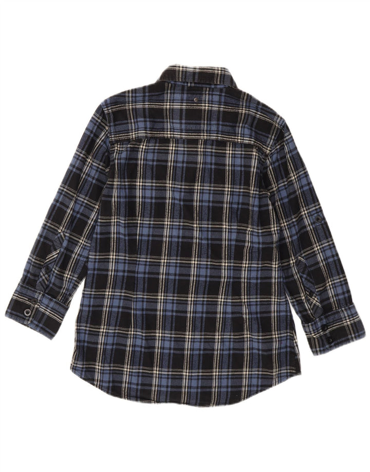 SUPERDRY Dame 3/4-ærmet flannelskjorte UK 14 Medium Navyblå Ternet