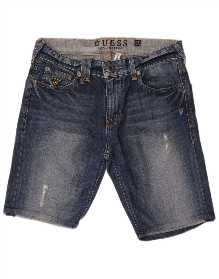 Guess Lincoln Slim Denim Shorts til kvinder W30 Medium Blue Cotton