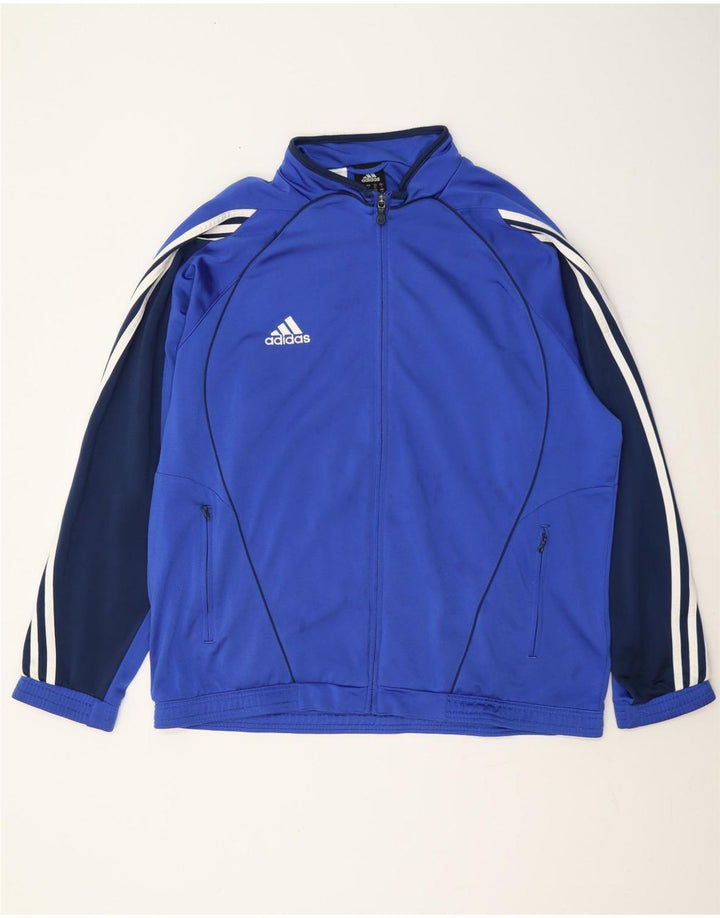 Adidas Træningsdragt til mænd Top jakke UK 44/46 Large Blue Colourblock Polyester
