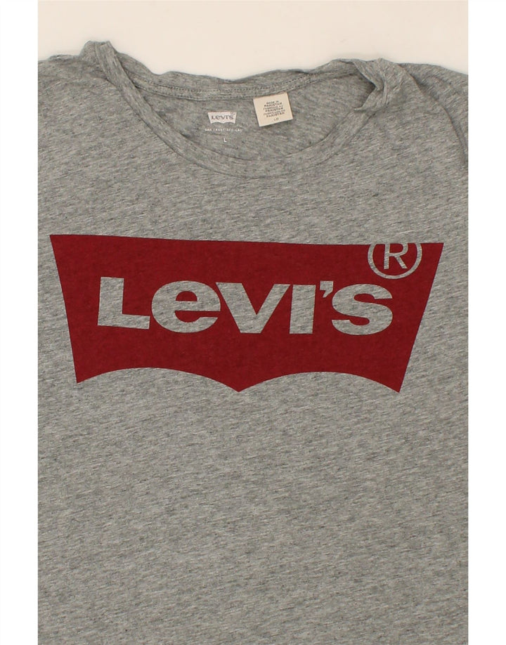 LEVI'S Womens Graphic T-Shirt Top UK 16 Large Grey Cotton Vintage Levi's and Second-Hand Levi's from Messina Hembry 