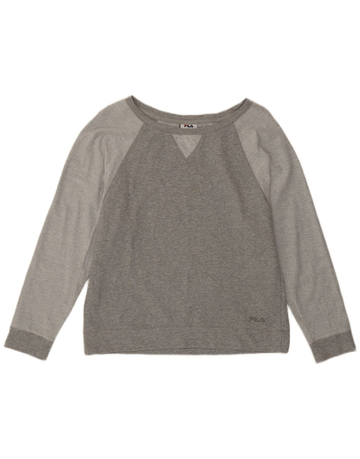 Fila Dame Sweatshirt Jumper UK 12 Medium Grey Colourblock