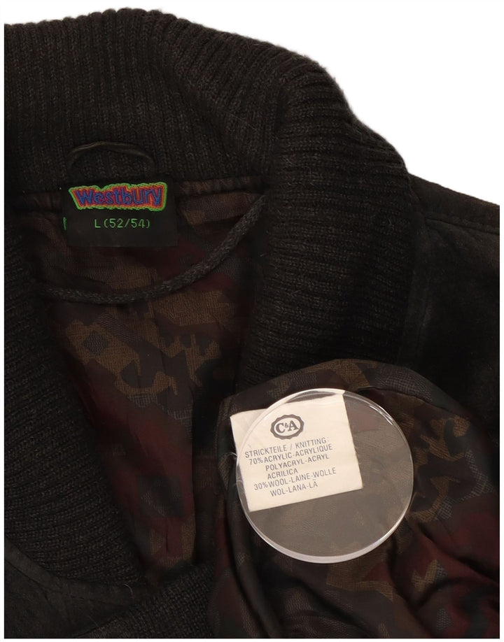 C&A Herre Westbury Bomber Knit Bomber Jacket EU 52/54 Stor Gråstribet