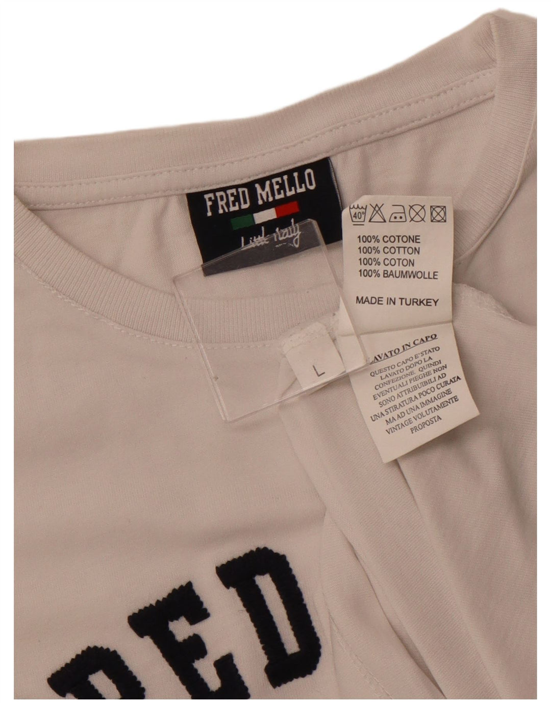 FRED MELLO Herre Grafisk T-Shirt Top Stor Hvid Bomuld