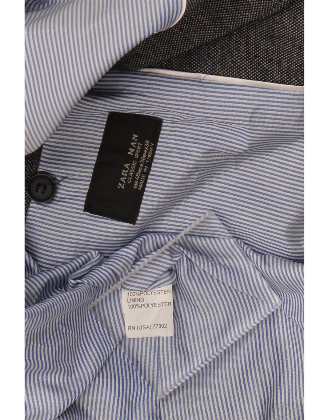 ZARA Herre 2-knaps blazerjakke EU 48 Mellemgrå polyester