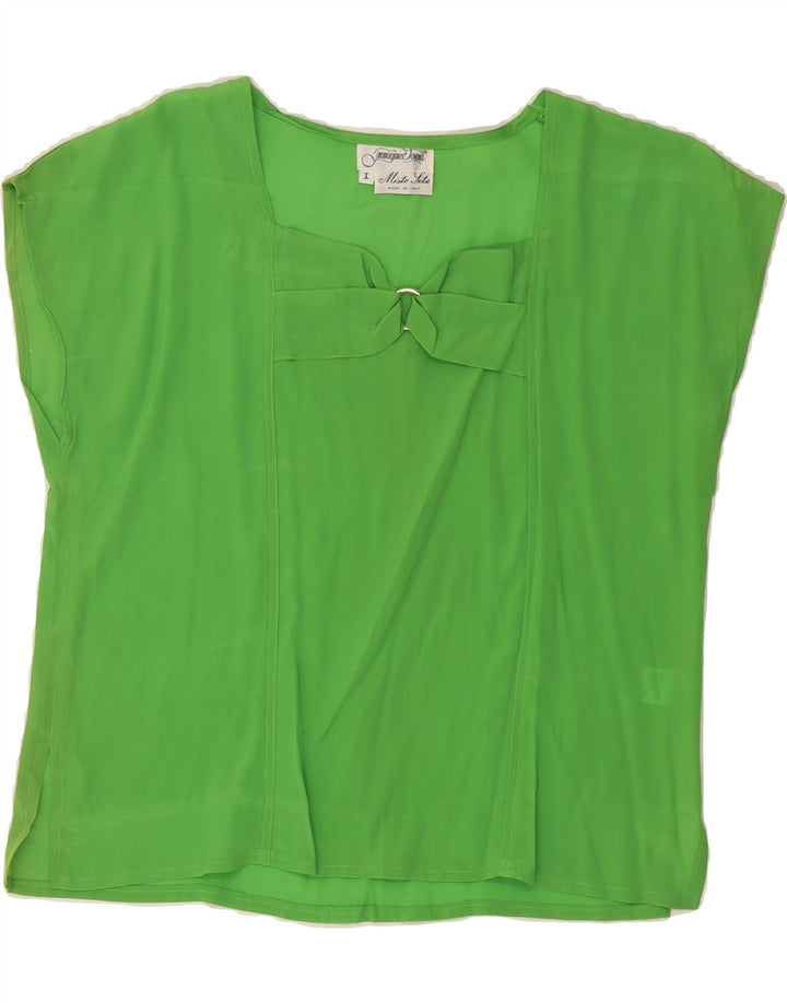 VINTAGE Womens See Through Blouse Top UK 12 Medium Green Acetate Vintage Vintage and Second-Hand Vintage from Messina Hembry 