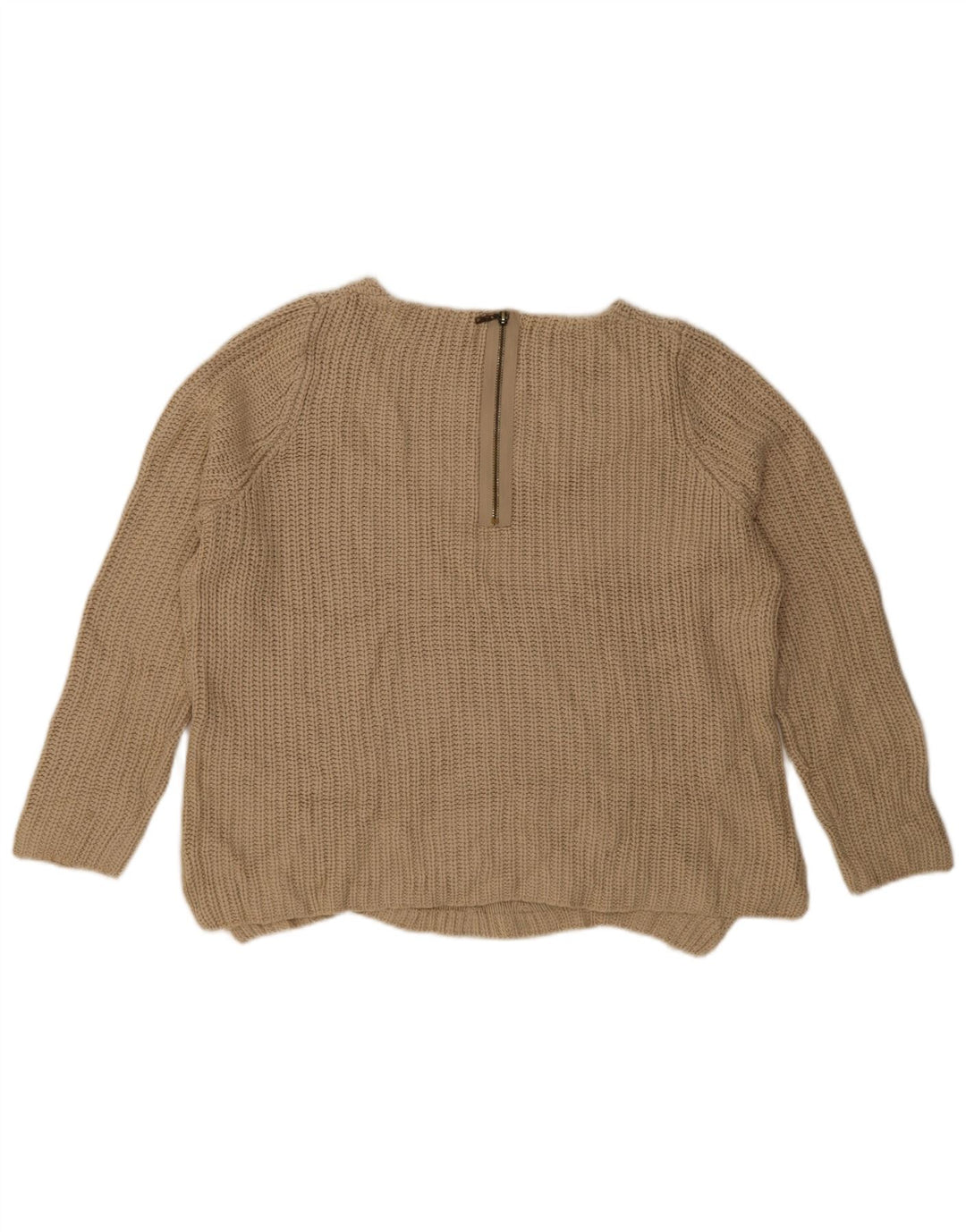 Marks & Spencer Dame Oversized Boat Neck Jumper Sweater UK 14 Large Beige